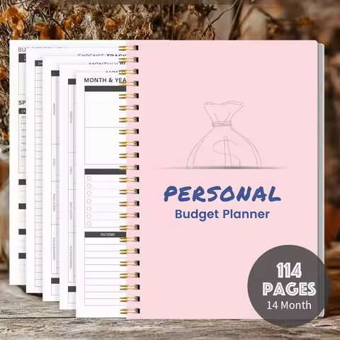 1PC Personal Budget Planner, Pink Spiral Budget Book, Monthly Expense Tracker with Goals, Checklist,