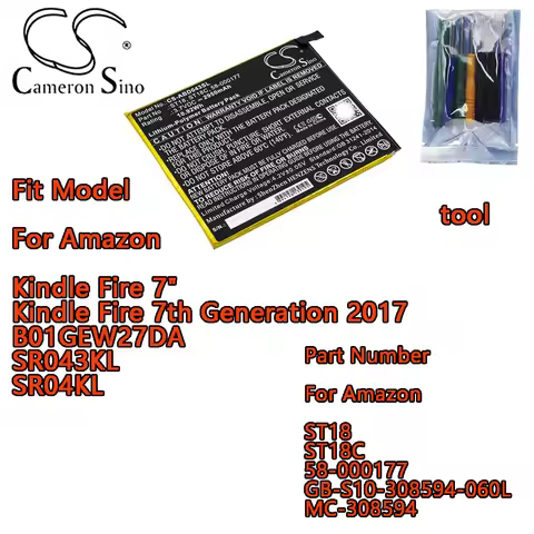 Cameron Sino 2950mAh Tablet Battery For Amazon Kindle Fire 7" Kindle Fire 7th Generation 2017 B01GEW