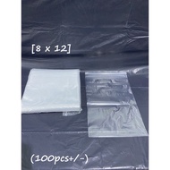 [8 X 12] | Zipper Plastic Bag | 100pcs+/- | READY STOCK