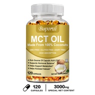 Pure MCT Oil Capsules (120 Softgels 3000 mg 2 Month Supply with Unrefined Coconut - C10 and C8 Brain