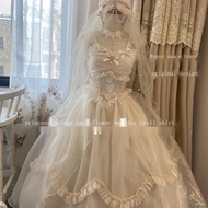 Ninang Dress◕✘✇2022 Doujiang Original Princess Lolita Flower Wedding Large Skirt Sling Wedding Dress