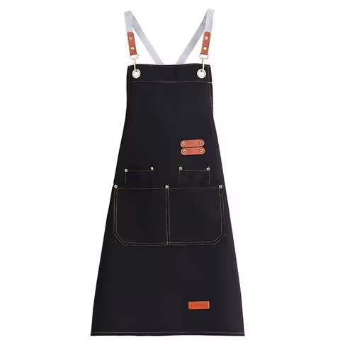 Cross Back Canvas Apron Multi Pocket Heavy Duty Work Apron Adjustable Strap for Kitchen Barber Woodw