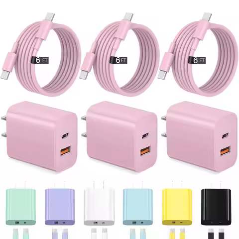 3Pack Fast Charging 6FT Type C Charging Cable with 20W Block For iPhone 17/17 Pro/17 Pro Max/17 Air,