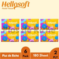 (6 Pack) Hellosoft Tissue 180 - Facial Tissue - Tissue 180 sheets