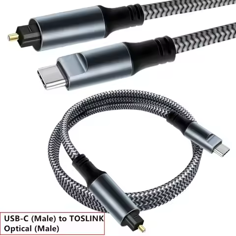 Braided USB C To Optical Audio Cable 3Ft USB C To Toslink Optical Cable with Gold-Plated Connector f