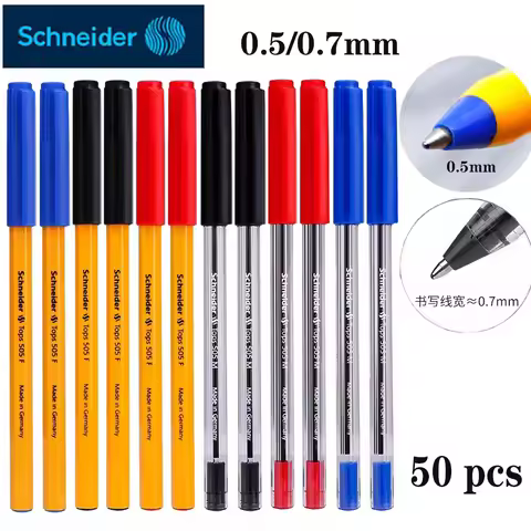 50pcs German Schneider Ballpoint Pens 505F/M Large Capacity Continuous Ink Gel Pen 0.5/0.7mm School 