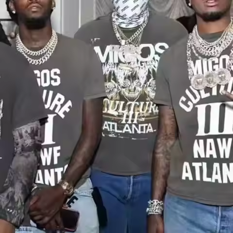 GALLERY DEPT MIGOS Atlanta limited bronzing design washed and old short-sleeved T-shirt