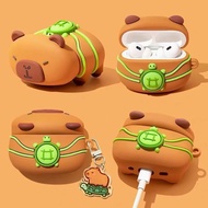 Cute Capybara AirPods Case, Funny Animal Print Silicone Cover for Apple AirPods Pro/4, Shockproof Pr