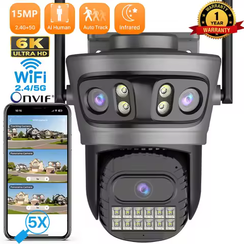 ANBIUX 6K 12MP 3-Len 3-Screeen Wireless Wifi Outdoor Camera AI Human Detect 10MP Auto-cruise Securit