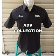 KEMEJA HITAM Ibox Uniform Shirt IBOX HOME CREDIT Black Short Sleeve Men Embroidery