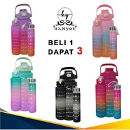 CY Viral Gradient Drinking Bottle with 3 in 1 Children Free Straw and Sticker Super Jumbo 2 Liter 90
