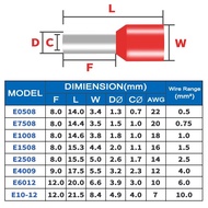 Lz1000pcs/Pack Electrical Tools E0508 E7508 E1008 E1508  E4009 E6012 PVC Corn End Wire Crimping Conn