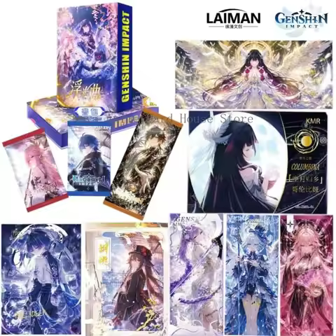 NEW Laiman Genshin Impact Trading Card Balladof Floating Light Serie Zhongli Hu Tao Xiao Raiden Shog
