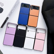 Solid Color Leather Casing Samsung Galaxy Z Flip 4 Z Flip 3 5G Z Flip 4 Zflip3 Shockproof Protective