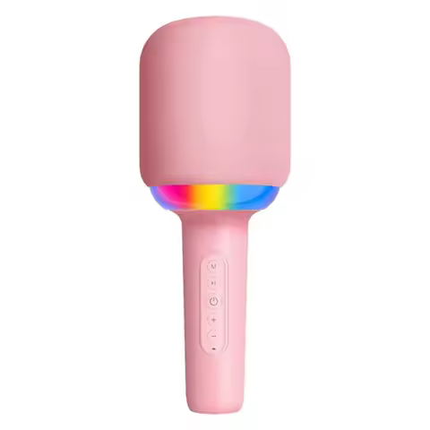 Y23A-Karaoke Microphone Speaker Portable Handheld Karaoke Microphone Noise Reduction LED Lights Wire