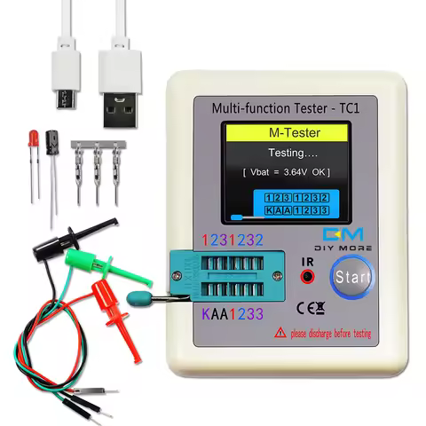 LCR-TC1 Transistor Tester 1.8 inch TFT LCD Display High Precision Diode Triode Capacitance Meter