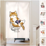 Customize Cute Cat Door Curtain for Kitchen Toilet Doorway Curtain Velcro Tape Long Partition Door Curtain Japanese Style Privacy Curtain