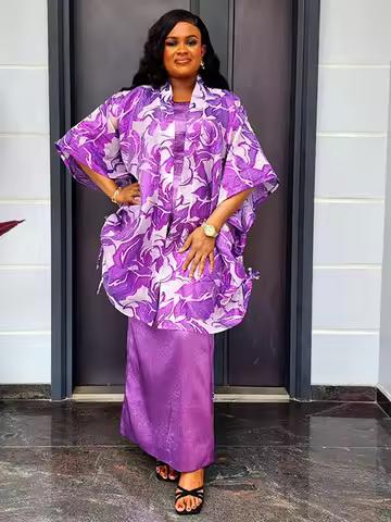 African Clothes for Women 2 PCS Sets Dress And Coat Suits Dashiki Ankara Turkey Wedding Party Dresse