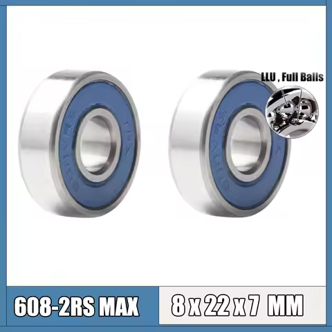 608 2RS Max Cartridge Bearing 8x22x7 mm ( 4 Pcs ) ABEC-3 Frame Pivot 608 VRS Full Ball Bearings