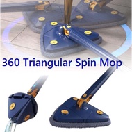 CLY Spin Mop Triangular with Long Adjustable Handle Rotatable Cleaning Mop