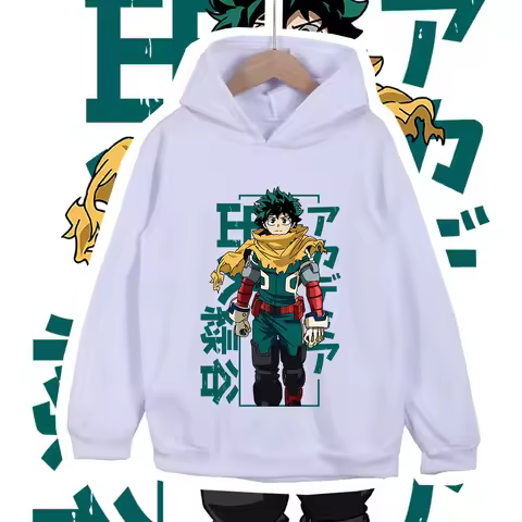 Kids Anime Cotton Tshirt Mha Midoriya Print Unisex Hoodie Sweatshirt for Boys Girls 100-160cm Cartoo