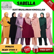 Sabella Muslimah Suit Khoulla  Tarissa Qaissa Umrah Haji Moss Crepe Ready Stock XS S M L XL 2XL 3XL 4XL 5XL 6XL