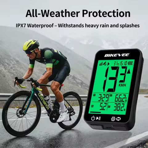GPS Bike Computer Wireless Waterproof 2.4" LCD MPH KM/H with Auto Backlight Cycling Speedometer Odom