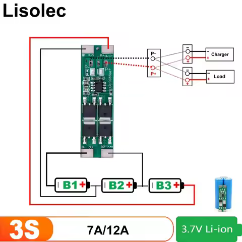 Hot Sales 3S 11.1V 12V 7A 12A BMS For 12V 18650 Lithium Li-ion Battery Pack PCB Board