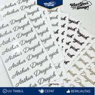 Custom UV DTF Embossed Name Sticker A3 | Waterproof Name Label | Premium Full Color UV Decal