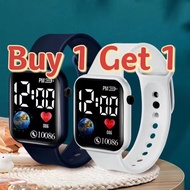 （2 pcs Led Watch ）Electronic Wrist Watch LED Digital Smart Sport Watch Luminous Square Dial Kids Wristwatch For Children Birthday Gift
