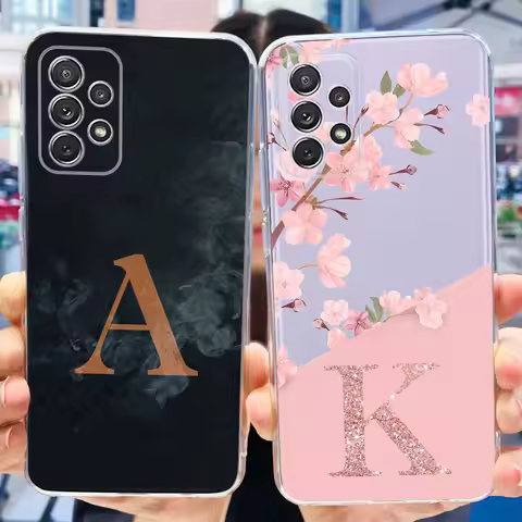 For Samsung Galaxy A53 5G Case Cover SM-A536B Cute Letters Flower Clear Silicone Soft Cover For Sams