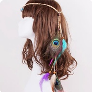 Handmade bohemian indian gypsy ethnic style feather headband boho hair accessories