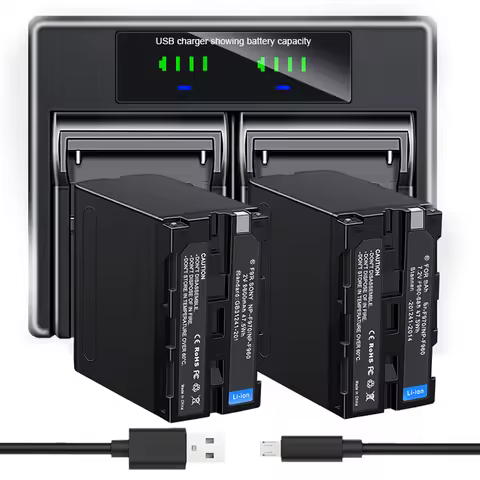 Dual Charger NP-F970 NP F970 for Sony Camera MVC-FD85 FD88 FD90 HDR FX7 FX1E FX7E DCR-TRV871 TRV7000