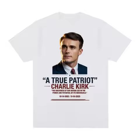 “A TRUE PATRIOT" CHARLIE KIRK TEE Unisex Summer Tee-shirt Sleeve Women/men Casual 100%cotton Tshirt 