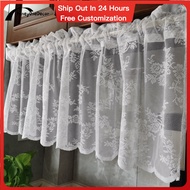 AnneyOneDecor White Lace Curtain for Kitchen Rod Pocket Farmhouse Vintage Country Window Voile Sheer Knitted Lace Drapes for Living Room