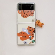 Cute Tiger Case For Samsung Galaxy Z Flip 3 Fold Screen Mobile PC Hard Phone Case For Samsung Galaxy