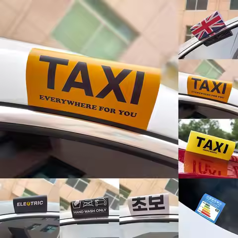 Creative Taxi Flag Car Decal Waterproof Sunscreen Vinyl Sticker Auto Rear Window Body Logo Label Dec