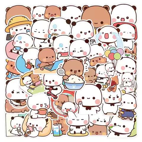 10/30/50/100pcs Cute Bubu and Dudu Cartoon Stickers Kawaii Bear Couple Graffiti Decals DIY Notebook 