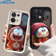 Fashion Doraemon Cool Eyes Case Compatible For OPPO A12 A12e A7 AX7 A5S AX5S AX5 A3S Reno 8T 7Z 7 Lite 10 Pro+ Cartoon Couples Angel Eyes Shockproof Soft Case Cover