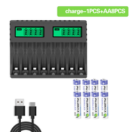 Pujimax 8-slot LCD TYPE-C/USB fast charger จับคู่ 1.2V นิเกิลไฮโดรเจน AA/AAA แบตเตอรี่ชาร์จ
