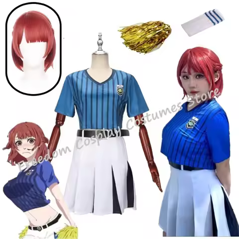 Anime Blue Lock Anri Teieri Cosplay Costume Wig Cheerleading Cosplay Uniform Top Skirt Football Unio