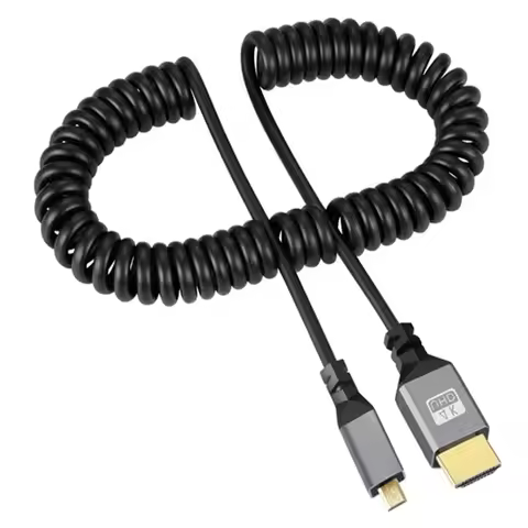 0.5-2.4M 4K Micro HDMI Cable 4K 60HZ Micro HDMI-Compatible TO HDMI Coiled Extension Flexible Spiral 