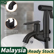 Bathroom Toilet Bib Tap Two Way Wall Mount Faucet Bidet Set with Flexible Hose Bidet Spray Holder