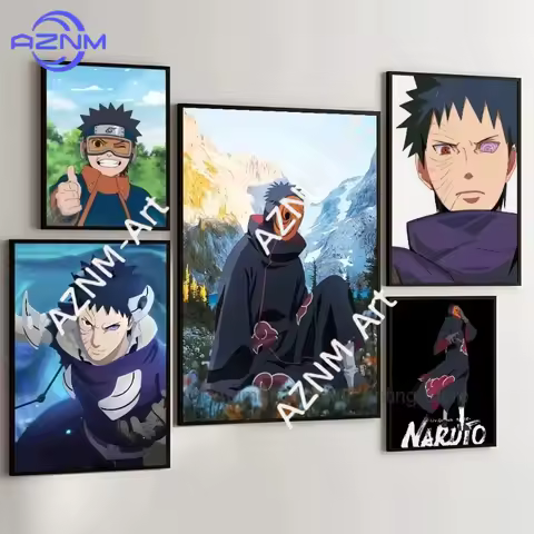 1PC NARUTO Uchiha Obito Poster Movie Sticky Posters Retro Kraft Paper Sticker DIY Room Bar Cafe Aest