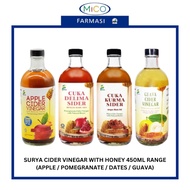 SURYA CIDER VINEGAR WITH HONEY 450ML RANGE - (APPLE / POMEGRANATE / DATES / GUAVA)