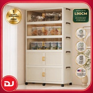 【DJ】60-90cm Large Capacity Foldable Storage Cabinet 2 Doors Stackable Wardrobe Organizer Box with Wh