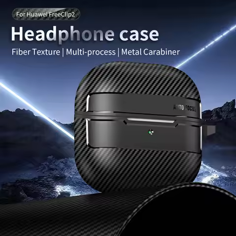 For FreeClip 2 New Carbon Fiber Wireless Bluetooth Earphone Cases For HuaWei freeclip 2 With Keychai