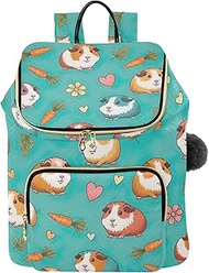Cute Guinea Pigs Teal Woman Backpack Purse, Medium Size Lightweight Backpack Women 15L