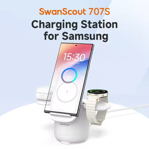 SwanScout 707S Charging Station for Samsung S25 Ultra S24 S23 Z Flip 7 Z Fold 7 6 Charger for Galaxy