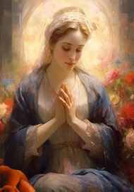 ภาพผ้าใบศิลปะผนังพระแม่มารีและพระกุมาร - โปสเตอร์สวดมนต์คาทอลิกคริสเตียนสำหรับตกแต่งห้องนั่งเล่น 100